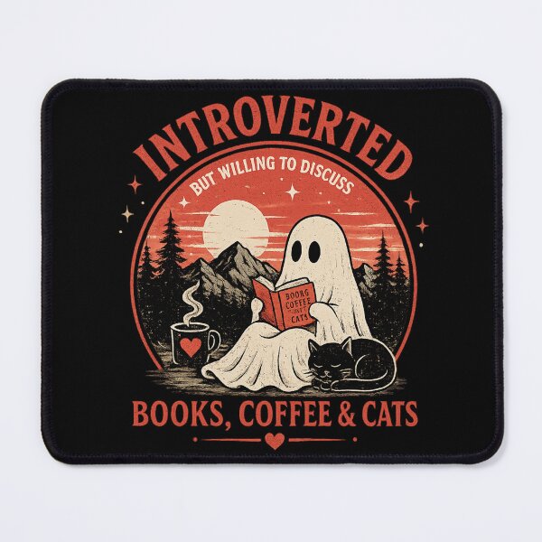 Item preview, Introverted but Willing to Discuss Books, Coffee & Cats – Cozy Ghost Aesthetic Design designed and sold by WinterStorm01.