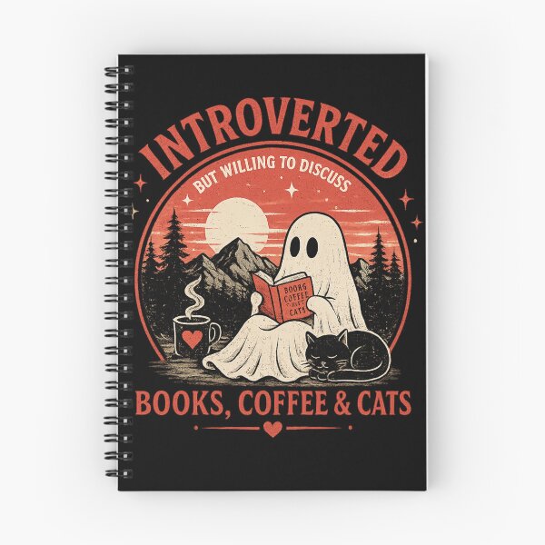 Item preview, Introverted but Willing to Discuss Books, Coffee & Cats – Cozy Ghost Aesthetic Design designed and sold by WinterStorm01.