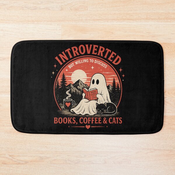 Item preview, Introverted but Willing to Discuss Books, Coffee & Cats – Cozy Ghost Aesthetic Design designed and sold by WinterStorm01.