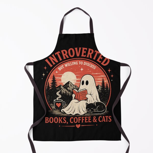 Item preview, Introverted but Willing to Discuss Books, Coffee & Cats – Cozy Ghost Aesthetic Design designed and sold by WinterStorm01.