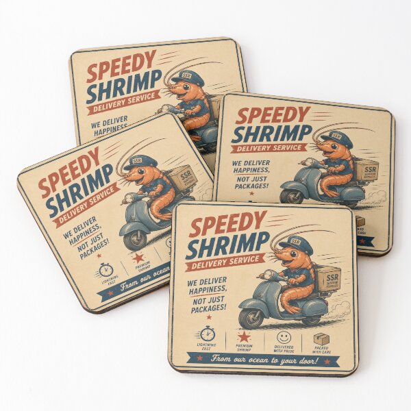 Item preview, Speedy Shrimp Delivery Service – Funny Retro Ocean Poster designed and sold by Galskap.