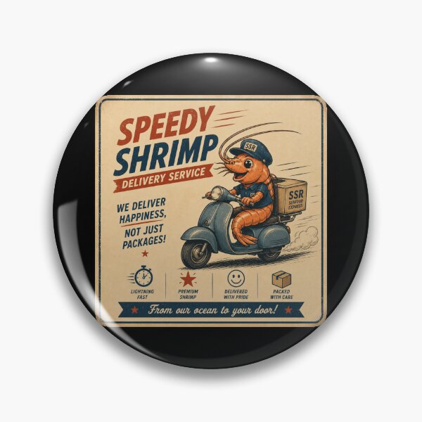 Item preview, Speedy Shrimp Delivery Service – Funny Retro Ocean Poster designed and sold by Galskap.