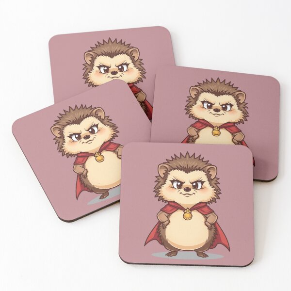 Item preview, A small hedgehog puffing out its chest, a mini-cape, a very determined expression. designed and sold by Art70shop.