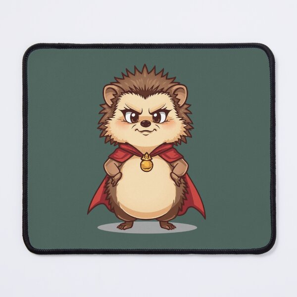 Item preview, A small hedgehog puffing out its chest, a mini-cape, a very determined expression. designed and sold by Art70shop.