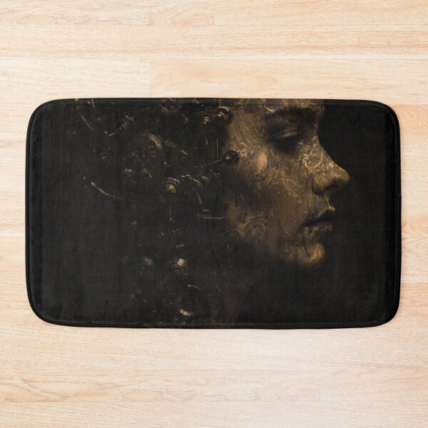 Item preview, What Time Is It — Dark Steampunk Woman Portrait Mechanical Face Gold Art Print Wall Poster designed and sold by CunningMaskPrints.
