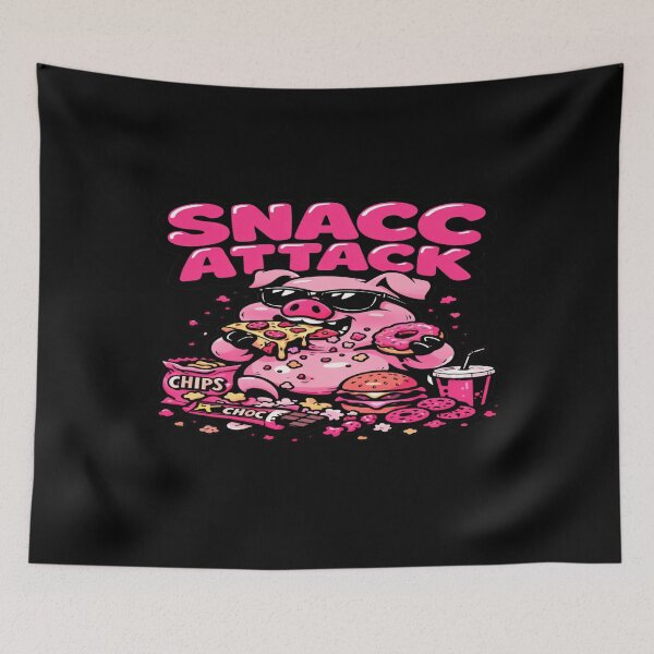 Item preview, Snacc Attack Pig | Funny Food Lover Cartoon with Pizza, Donuts & Snacks for Humor Fans designed and sold by Bright Nest Studio.