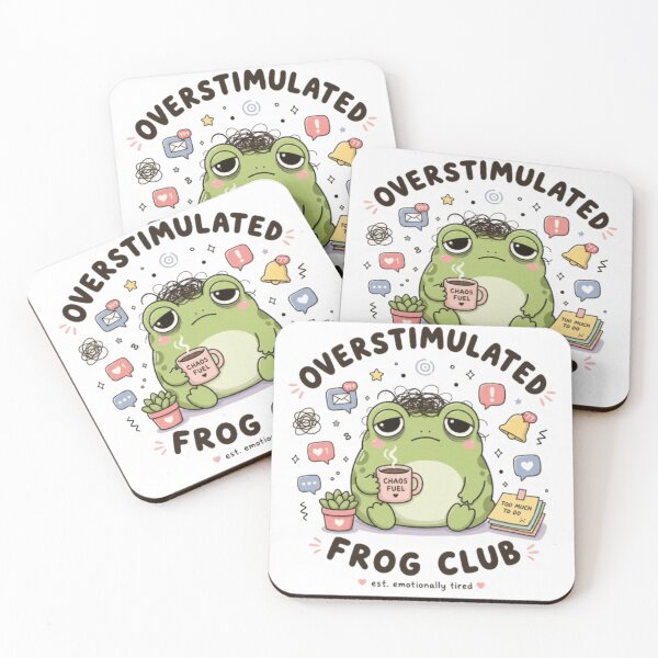 Item preview, Overstimulated Frog Club Cute Frog Meme Sticker | Burnout Humor Aesthetic Animal Design designed and sold by Youpiworld.