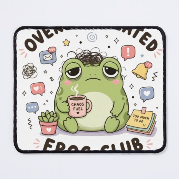 Item preview, Overstimulated Frog Club Cute Frog Meme Sticker | Burnout Humor Aesthetic Animal Design designed and sold by Youpiworld.