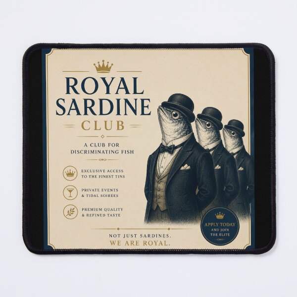 Item preview, Royal Sardine Club – Funny Retro Fish Poster designed and sold by Galskap.