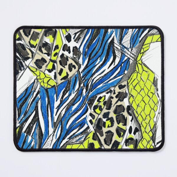 Item preview, Mixed Animal Print Abstract Pattern - Neon Yellow and Electric Blue designed and sold by TaiwanMemory.