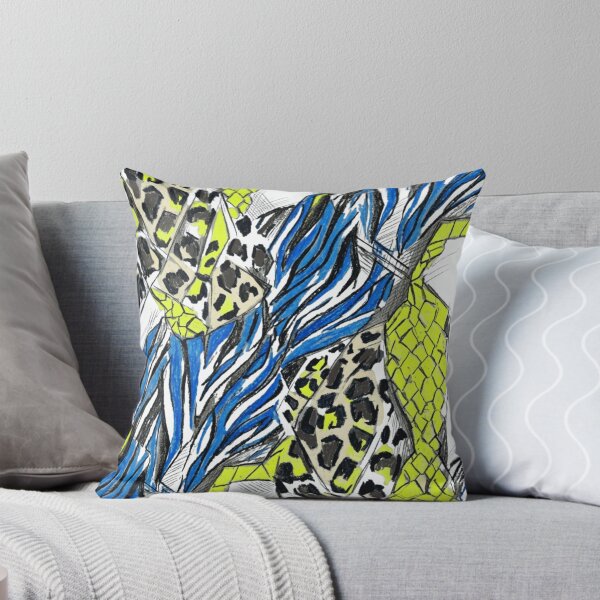 Item preview, Mixed Animal Print Abstract Pattern - Neon Yellow and Electric Blue designed and sold by TaiwanMemory.