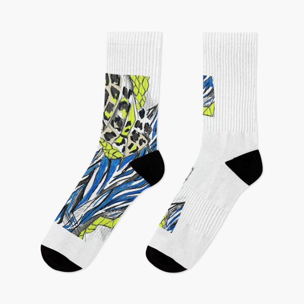Item preview, Mixed Animal Print Abstract Pattern - Neon Yellow and Electric Blue designed and sold by TaiwanMemory.