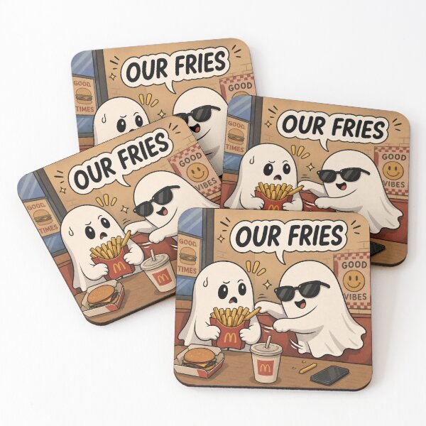 Item preview, “Our Fries” Funny Ghost Friends Fast Food Halloween T-Shirt designed and sold by BlackBoneArt.