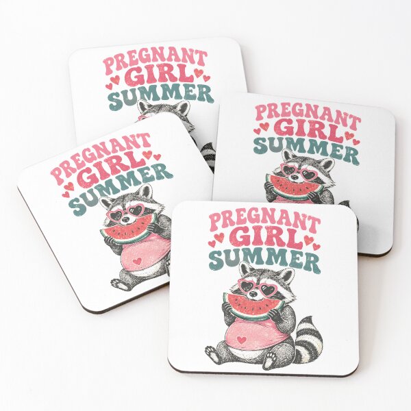 Item preview, Pregnant Girl Summer Feral Raccoon Mom Eating Watermelon designed and sold by DesignsByAnett.