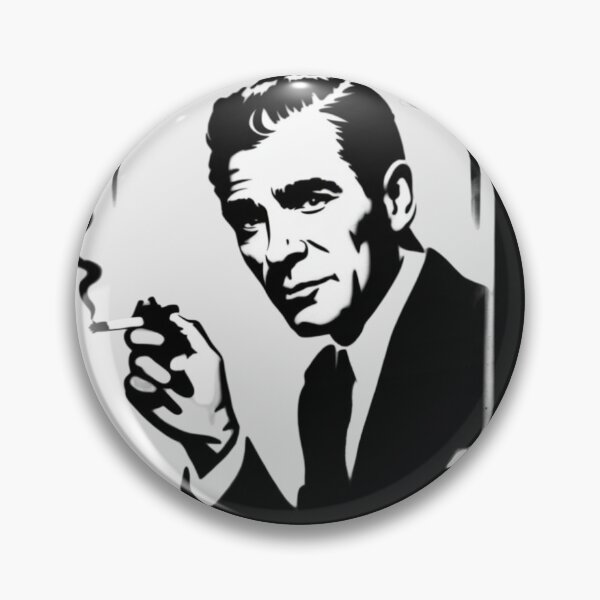 Item preview, a banksy style black and white drawing of rod serling designed and sold by 123ks.