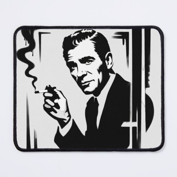 Item preview, a banksy style black and white drawing of rod serling designed and sold by 123ks.