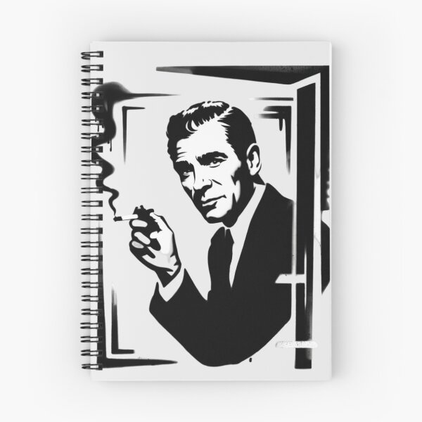 Item preview, a banksy style black and white drawing of rod serling designed and sold by 123ks.