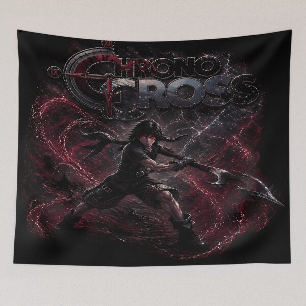 Item preview, The Chrono Trigger-Dark Serge Chrono Cross - Red Eyes Warrior Aesthetic - Epic Fantasy Game Art Design designed and sold by Trinidesigns123.