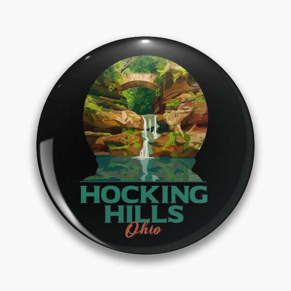 Item preview, Hocking Hills Ohio Vintage Waterfall Poster designed and sold by LinaValearte.