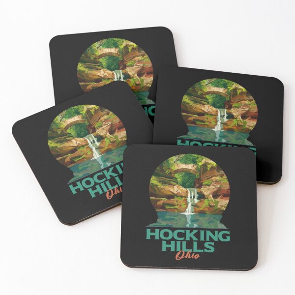 Item preview, Hocking Hills Ohio Vintage Waterfall Poster designed and sold by LinaValearte.