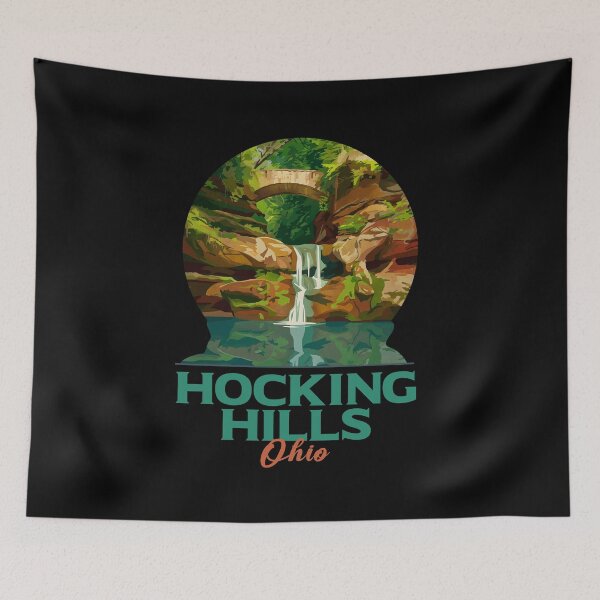 Item preview, Hocking Hills Ohio Vintage Waterfall Poster designed and sold by LinaValearte.
