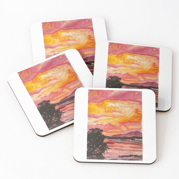 Item preview, Pink Coastal Watercolour Sunset designed and sold by scarartwork.