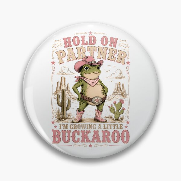 Item preview, Hold On Partner I'm Growing A Little Buckaroo Cowgirl Frog Pregnant designed and sold by DesignsByAnett.