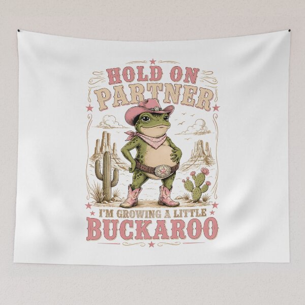 Item preview, Hold On Partner I'm Growing A Little Buckaroo Cowgirl Frog Pregnant designed and sold by DesignsByAnett.