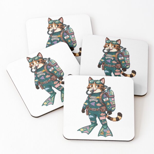 Item preview, Marine Ecologist Cat Exploring Coral Reefs designed and sold by Sol MarineLife Shop.