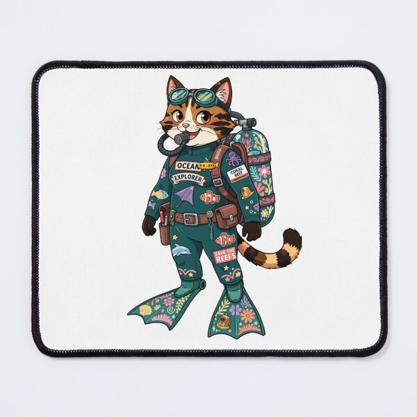 Item preview, Marine Ecologist Cat Exploring Coral Reefs designed and sold by Sol MarineLife Shop.