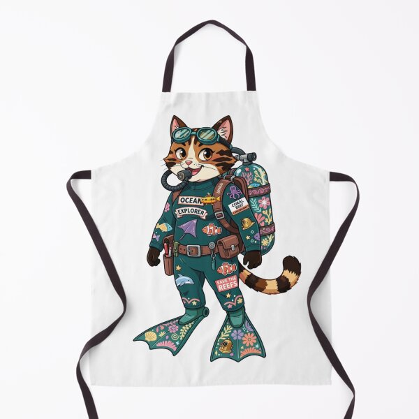 Item preview, Marine Ecologist Cat Exploring Coral Reefs designed and sold by Sol MarineLife Shop.