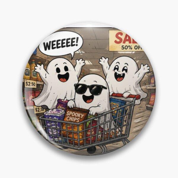 Item preview, Funny Ghost Shopping Spree Halloween T-Shirt – “Weeeee!” Sale Design designed and sold by BlackBoneArt.