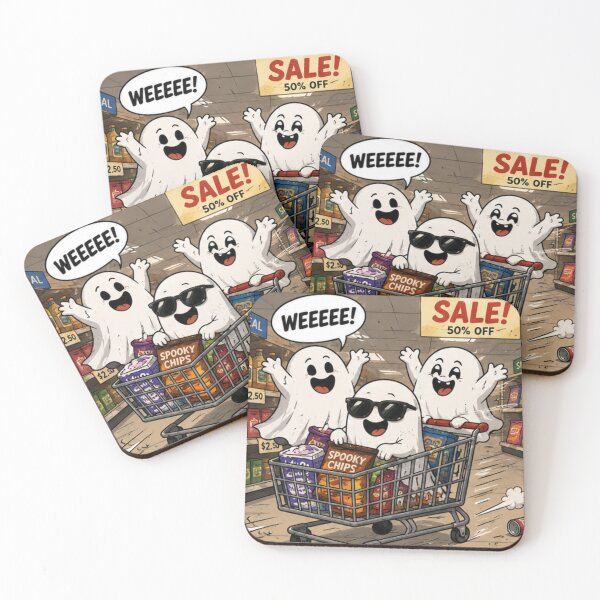 Item preview, Funny Ghost Shopping Spree Halloween T-Shirt – “Weeeee!” Sale Design designed and sold by BlackBoneArt.