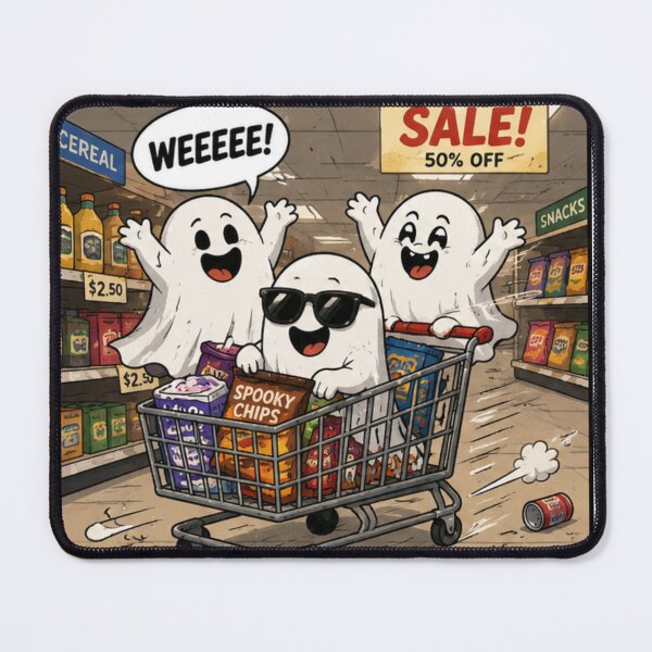 Item preview, Funny Ghost Shopping Spree Halloween T-Shirt – “Weeeee!” Sale Design designed and sold by BlackBoneArt.