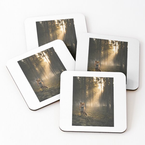 Item preview, Red Fox in Dawn Forest - Atmospheric Wildlife Print designed and sold by NightlarkS.