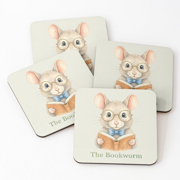 Item preview, Cute Bookworm Mouse Reading Book Cottagecore Watercolor Art designed and sold by GraceInNatureCo.