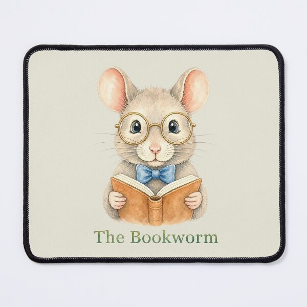 Item preview, Cute Bookworm Mouse Reading Book Cottagecore Watercolor Art designed and sold by GraceInNatureCo.