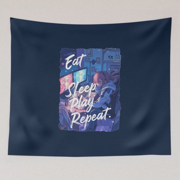 Item preview, Eat Sleep Play Repeat Lofi Anime Gamer Girl Aesthetic designed and sold by ConfuseLab Alt.