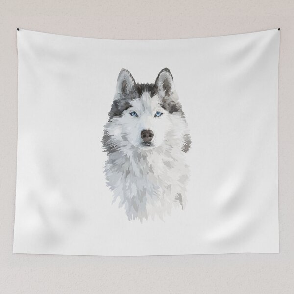 Item preview, Siberian Husky Portrait Sticker Blue Eyes Husky Mom Dad Calm Dog Gift designed and sold by BrasilStickers.