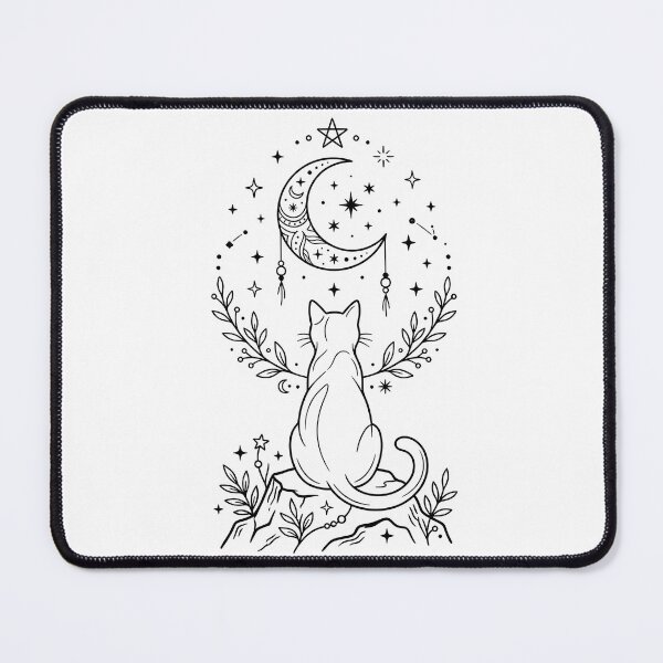 Item preview, Celestial Moon Cat Fine Line Boho Art designed and sold by Line_Art.