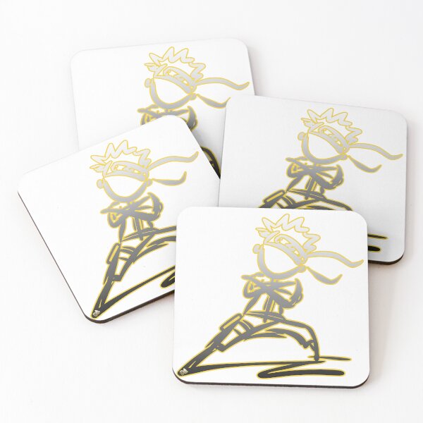 Item preview, Minimalist Ninja Stick Figure Neon Yellow Outline Anime Warrior designed and sold by DesignArtist.ia.