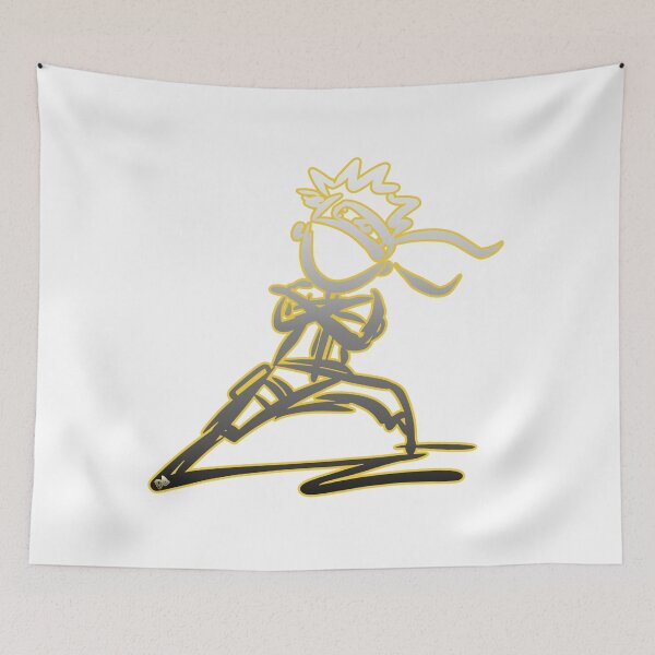 Item preview, Minimalist Ninja Stick Figure Neon Yellow Outline Anime Warrior designed and sold by DesignArtist.ia.