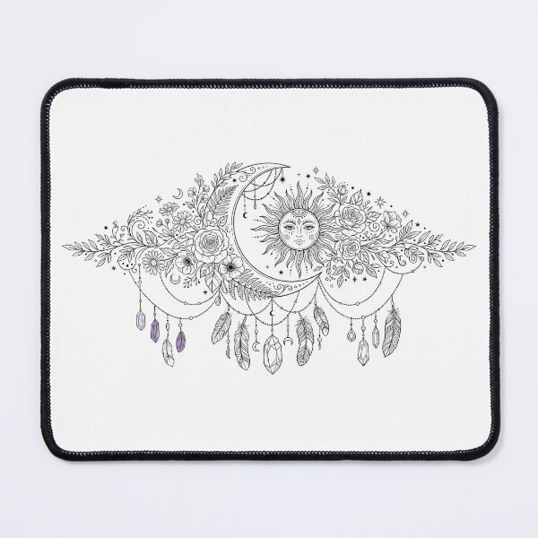 Item preview, Celestial Dreamcatcher Sun and Moon Floral Art designed and sold by Line_Art.