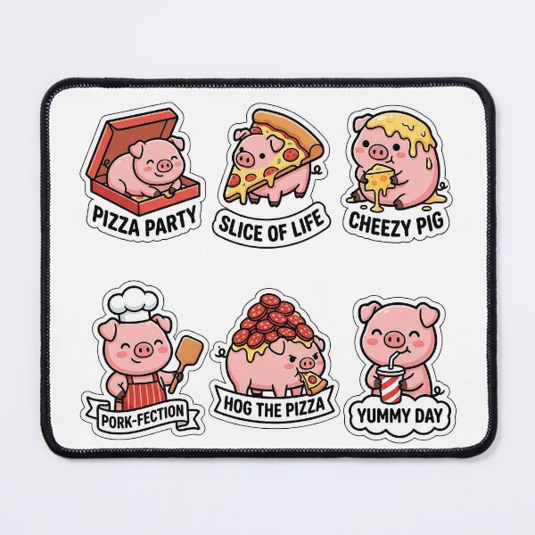 Item preview, Kawaii Piggy-Pizza Sticker Pack - Cute Pig & Italian Food Puns designed and sold by SimpleP.