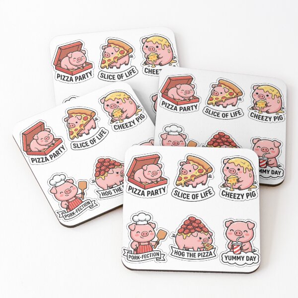 Item preview, Kawaii Piggy-Pizza Sticker Pack - Cute Pig & Italian Food Puns designed and sold by SimpleP.