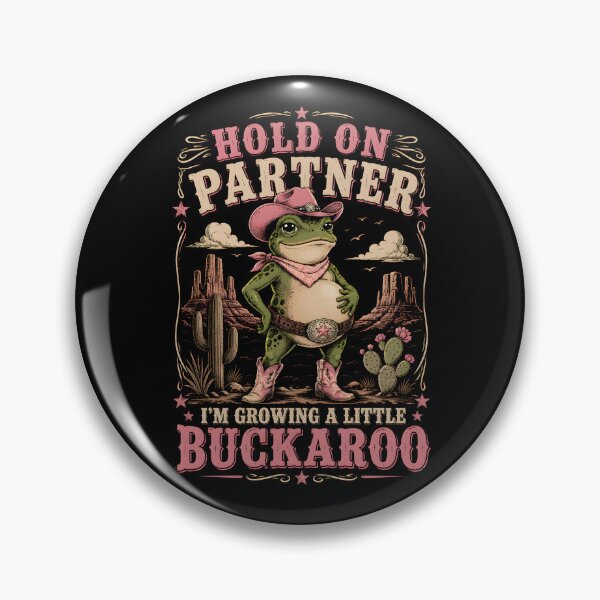 Item preview, Hold On Partner I'm Growing A Little Buckaroo Cowgirl Frog Pregnant designed and sold by DesignsByAnett.
