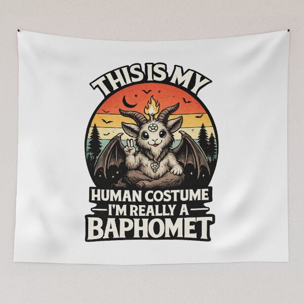 Item preview, This Is My Human Costume I’m Really a Baphomet Cute Gothic Retro Design designed and sold by NightSpell.