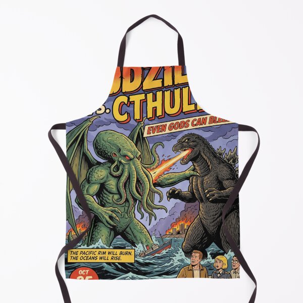 Item preview, Kaiju vs Deep Sea Eldritch God Retro Comic Poster designed and sold by Paul Hmus.