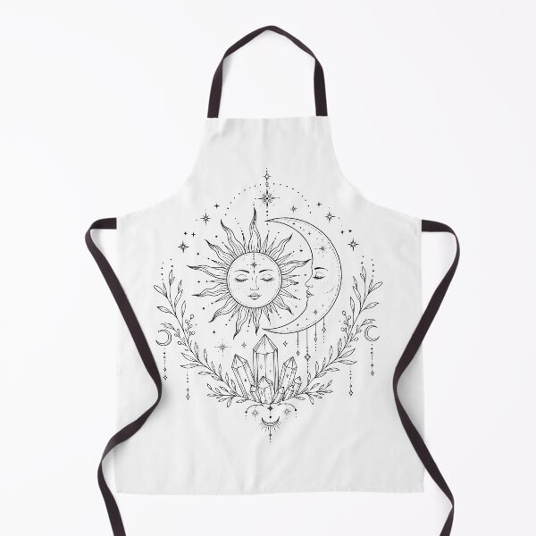 Item preview, Celestial Sun and Moon with Crystals Fine Line Art designed and sold by Line_Art.