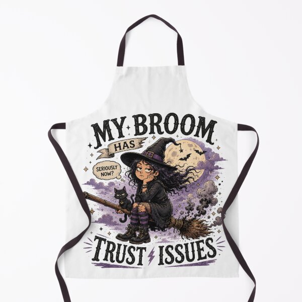 Item preview, My Broom Has trust Issues Funny Witch Halloween Design designed and sold by MotylekAnia.